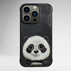 Nimmy Premium Embroidered Leather Case - NIMMY Big Eyes Series with Metal Camera Ring for the iPhone 16 series