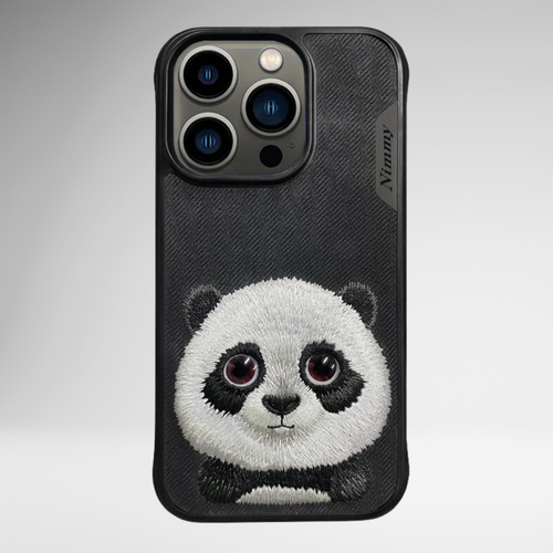 Nimmy Premium Embroidered Leather Case - NIMMY Big Eyes Series with Metal Camera Ring for the iPhone 16 series