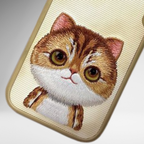 Nimmy Premium Embroidered Leather Case - NIMMY Big Eyes Series with Metal Camera Ring for the iPhone 16 series - Style 4