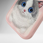 Nimmy Premium Embroidered Leather Case - NIMMY Big Eyes Series with Metal Camera Ring for the iPhone 16 series - Style 4