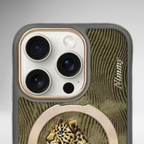 Nimmy Premium Embroidered Leather Case - NIMMY Fantasy Animal Series with Metal Camera Ring for iPhone 16 Series - Style 3