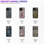 Nimmy Premium Embroidered Leather Case - NIMMY Fantasy Animal Series with Metal Camera Ring for iPhone 16 Series - Style 3