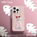 Nimmy Premium Embroidered Leather Case - NIMMY Glasses Cool Cat Chain Series with Metal Camera Ring for the iPhone 16 series - Style 6