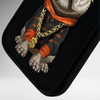 Nimmy Premium Embroidered Leather Case - NIMMY Glasses Cool Pug Chain Series with Metal Camera Ring for the iPhone 16 series - Style 2
