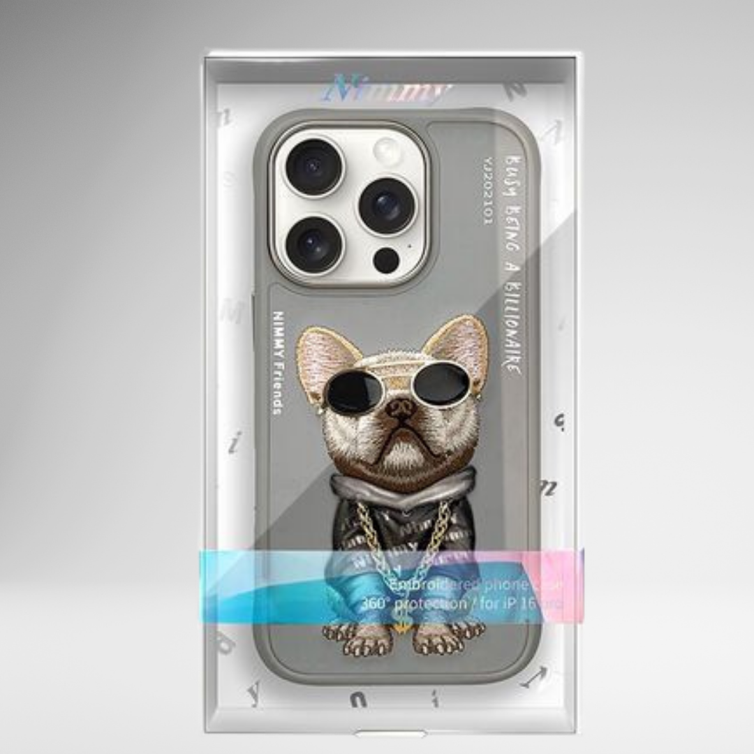 NIMMY Glasses Cool Pug Chain Series with Metal Camera Ring for the iPhone 16 series