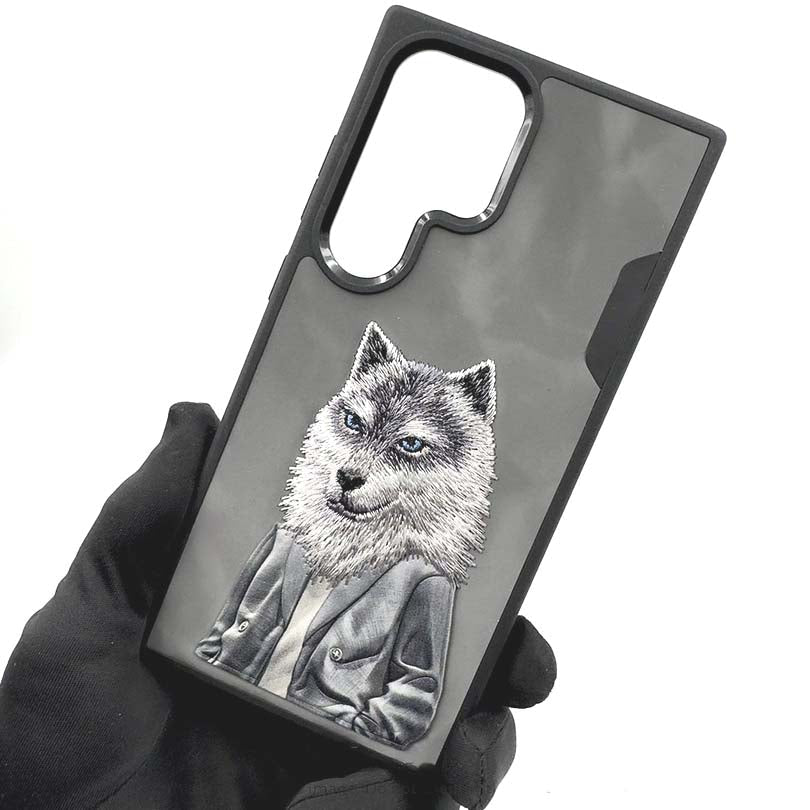 Nimmy Premium Embroidered Leather Case - Samsung Galaxy S25 Ultra Nimmy Official Embroidery Leather Back Cover Case - Wolf Jacket - Style 6