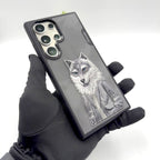 Nimmy Premium Embroidered Leather Case - Samsung Galaxy S24 Ultra Nimmy Embroidery Leather Back Cover Case - Wolf Jacket - Style 5
