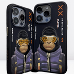 Nimmy Premium Embroidered Leather Case - Nimmy Cool winter Jacket & 3D Embroidery Case for iPhone 14 Pro - Style 8