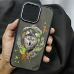 Nimmy Premium Embroidered Leather Case - Nimmy Dazzling Animal Series MagSafe & Metal Ring for iPhone 16 Series (GREY WOLF)