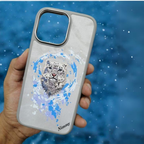 Nimmy Premium Embroidered Leather Case - Nimmy Dazzling Animal Series MagSafe & Metal Ring for iPhone 16 Series (WHITE TIGER)