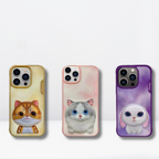 Nimmy Premium Embroidered Leather Case - Nimmy Premium Big Eyes Back Case for iPhone 15/Pro/Pro Max - Style 8