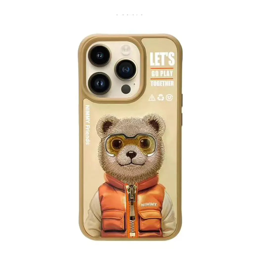 Nimmy Cute Animal Jacket Series BEAR Case for iPhone 15 Pro Max (Light Yellow)