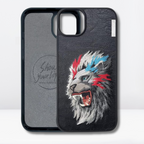Nimmy Premium Embroidered Leather Case - Nimmy (Dazzling Series) Luxury Faux Leather Back Case for iPhone 15/Pro/Pro Max (LION) - Style 2