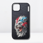 Nimmy Premium Embroidered Leather Case - Nimmy (Dazzling Series) Luxury Faux Leather Back Case for iPhone 15/Pro/Pro Max (LION)