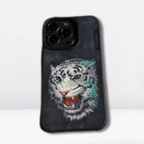 Nimmy Premium Embroidered Leather Case - Nimmy (Dazzling Series) Luxury Faux Leather Back Case for iPhone 14/Pro/Pro Max - Style 6