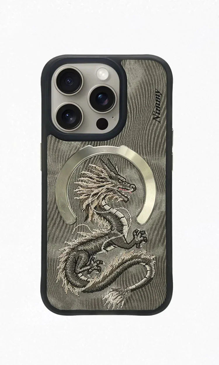 Nimmy Fantasy Animal Series Natural Titanium Dragon for iPhone 15 Pro Max (Natural Titanium)