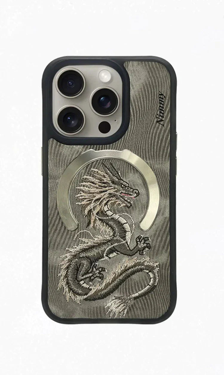Nimmy Fantasy Animal Series Natural Titanium Dragon for iPhone 15 Pro (Natural Titanium)