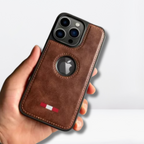 Protective Apple iPhone Back Cover - Nobble Collection Leather Logo Cut Case iPhone15 Series (Wine) - Style 6