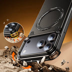 Protective Apple iPhone Back Cover - Luxury iPhone Frameless Armored Case with Leather Texture And Kickstand - Style 32