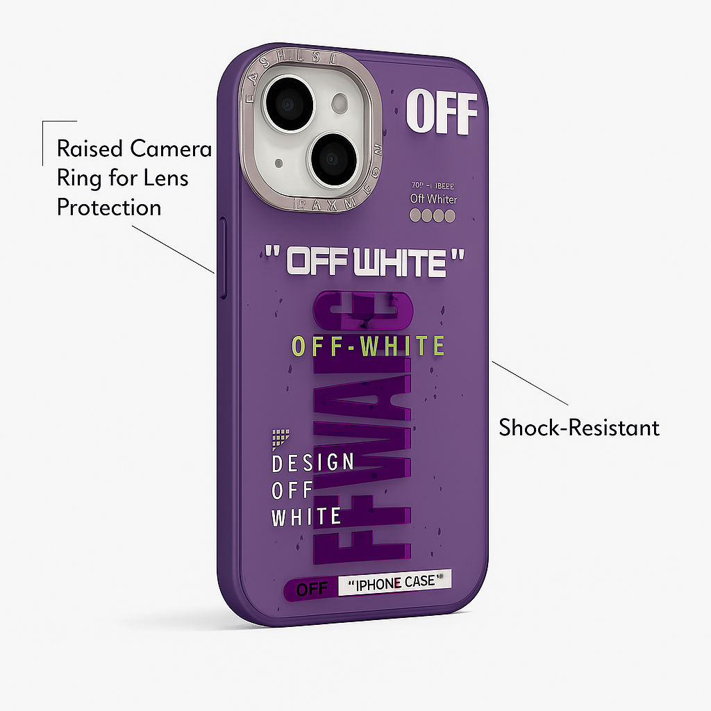 OFF-WHITE Style Designer Case for iPhone – Trendy Shockproof Back Cover