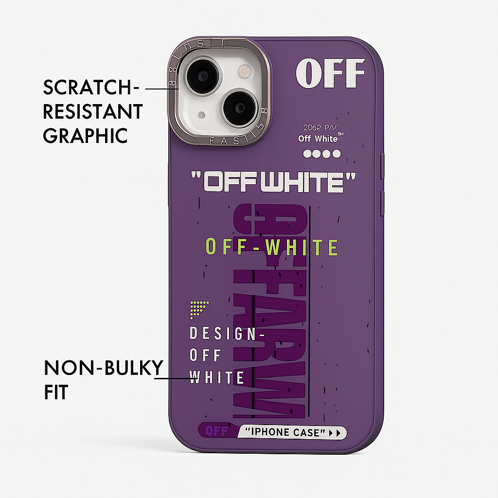 OFF-WHITE Style Designer Case for iPhone – Trendy Shockproof Back Cover