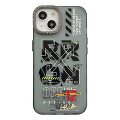 OFF-WHITE Style Designer Case for iPhone – Trendy Shockproof Back Cover