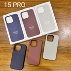 Protective Apple iPhone Back Cover - OG Leather Magsafe Case with IC Working for iPhone 15 Pro - Style 3