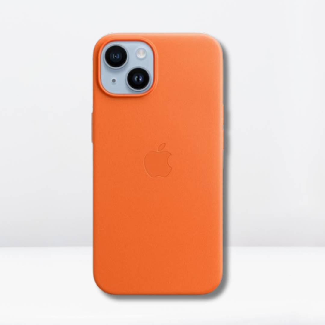 OG Leather IC MagSafe with Logo Back Case for iPhone 15/15Plus (ORANGE)