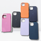 Protective Apple iPhone Back Cover - OG Leather IC MagSafe with Logo Back Case for iPhone 15/15Plus (ORANGE) - Style 9