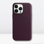 Protective Apple iPhone Back Cover - OG Leather MagSafe Case with Logo for iPhone 16 Series (DARK CHERRY)