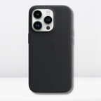 Protective Apple iPhone Back Cover - OG Leather MagSafe Case with Logo for iPhone 16 Series (MIDNIGHT BLACK)