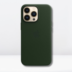 Protective Apple iPhone Back Cover - OG Leather MagSafe Case with Logo for iPhone 16 Series (FOREST GREEN)
