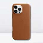 Protective Apple iPhone Back Cover - OG Leather MagSafe Case with Logo for iPhone 16 Series (SADDLE BROWN)