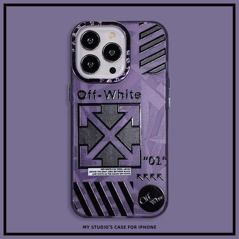 Off-White Style Purple Case for iPhone 14 Pro Max – Urban Matte Finish