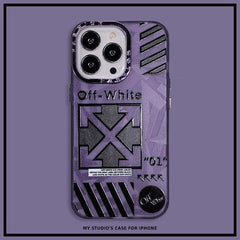 Off-White Style Purple Case for iPhone 14 Pro Max – Urban Matte Finish