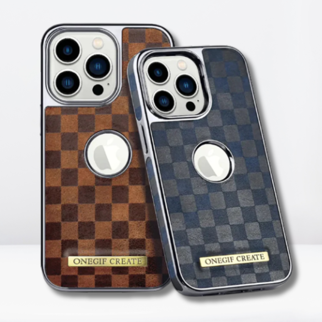OneGif PU Leather Back Case with Logo Cut View for iPhone (Blue)