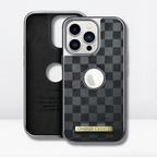 Protective Apple iPhone Back Cover - OneGif PU Leather Back Case with Logo Cut View for iPhone (Black)
