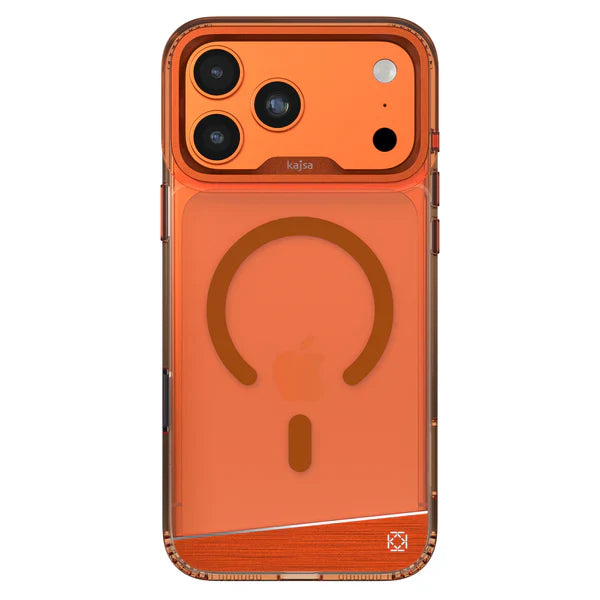 Protective Apple iPhone Back Cover - KAJSA Trans-Shield Magsafe Compatible - Aluminium Back Case for iPhone 17 Pro (Orange)