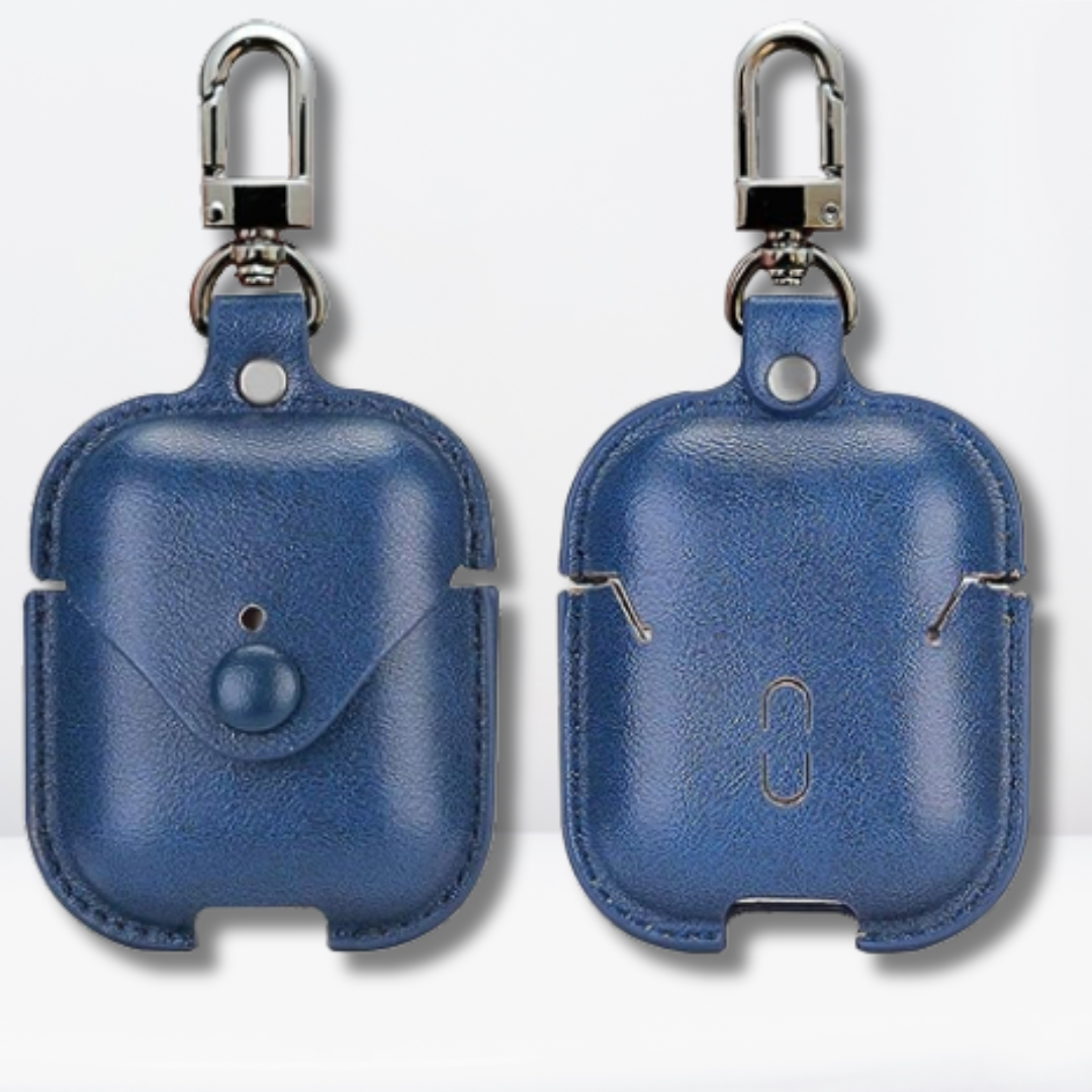 PU Leather AirPods 1/2 Case (Blue Color)