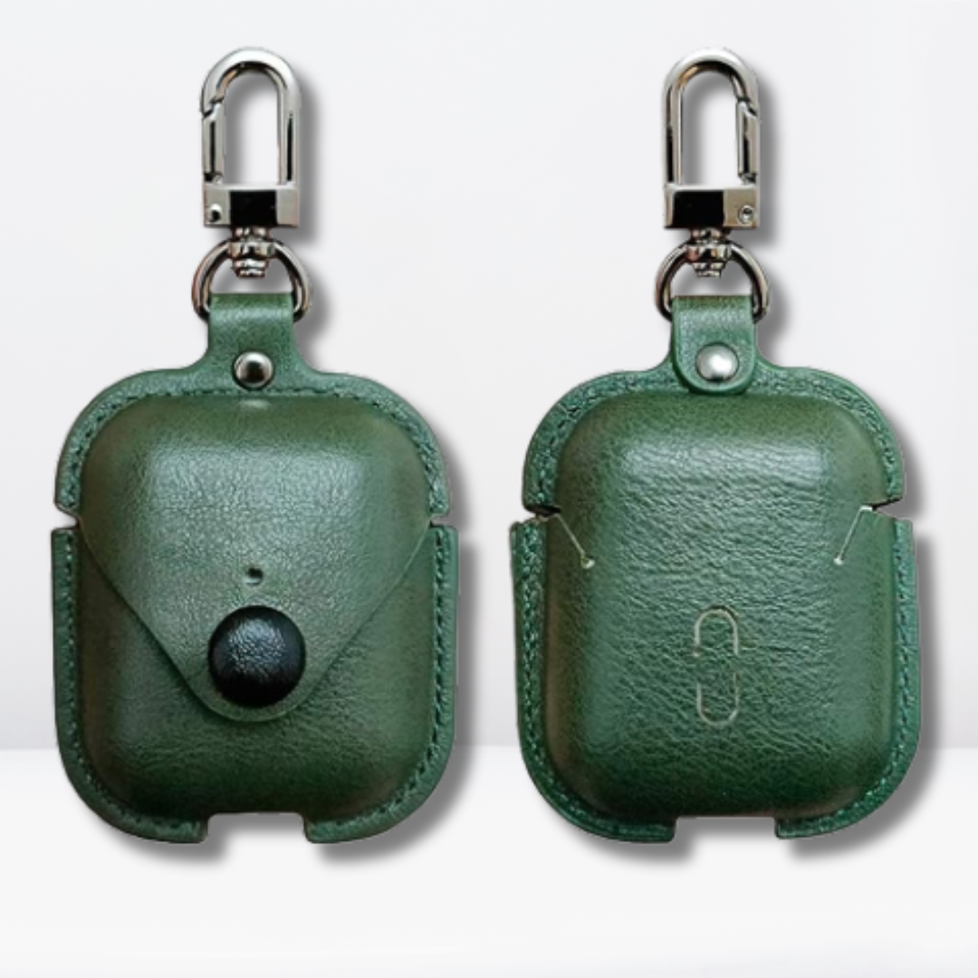 PU Leather AirPods 1/2 Case (Green Color)