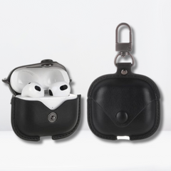PU Leather Portable AirPods 3 Case (Black Color)