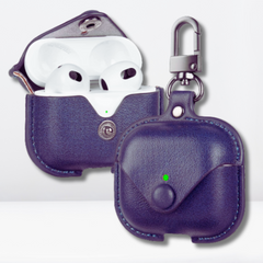PU Leather Portable AirPods 3 Case (Blue Color)