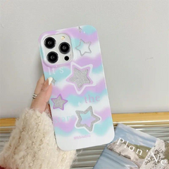Pastel Glitter Star TPU iPhone Case – Soft Lavender & Sky Aesthetic