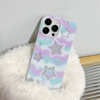 Protective Apple iPhone Back Cover - Pastel Glitter Star TPU iPhone Case – Soft Lavender & Sky Aesthetic - Style 2