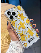 Protective Apple iPhone Back Cover - Pikachu Pokémon Clear TPU iPhone Case – Cute Anime Phone Cover - Style 4