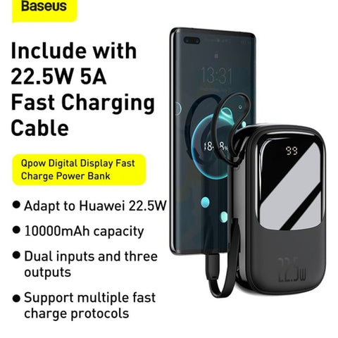 Qpow™ 10000mAh Power Bank with Type-C Cable