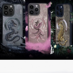 Nimmy Premium Embroidered Leather Case - Premium 3D Embroidered Fantasy Animal Series Leather MagSafe Case for iPhone 15 Series( Phoenix) - Style 3