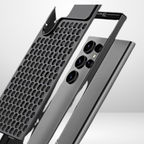 Premium Aluminium Alloy cover with perfume fragrance for Samsung S24 Ultra (BLACK) Mobile Case by CoverMeUp - Style 2