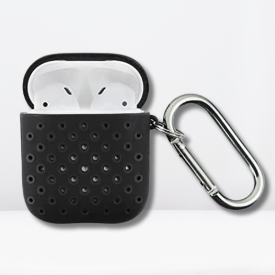 Premium Double Layer Silicone Case for AirPods 1/2 (Black & Grey)