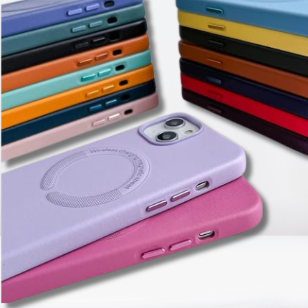 Premium Leather Magfit Wireless Charging Case for iPhone (Golden Brown)